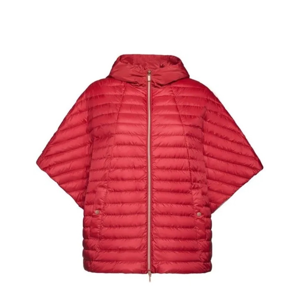 Geox Respira Women’s Down Filled Puffer Hooded Cranberry Jacket 2 Funnel Neck